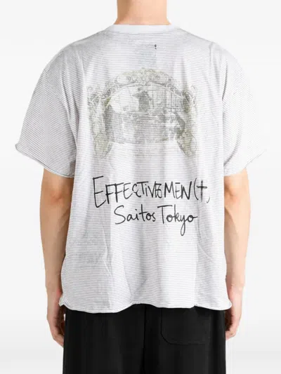 Saitos Distressed Striped T-shirt In Multi
