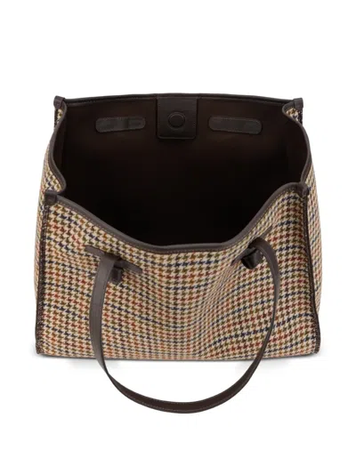 Gianni Chiarini Large Marcella Houndstooth-pattern Shoulder Bag In Brown
