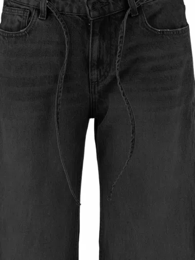 The Garment Washed-effect Drawstring Jeans In Black