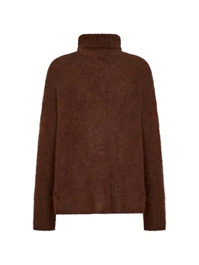 Uma Wang Wrap-effect Turtleneck Sweater In Brown