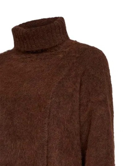 Uma Wang Wrap-effect Turtleneck Sweater In Brown
