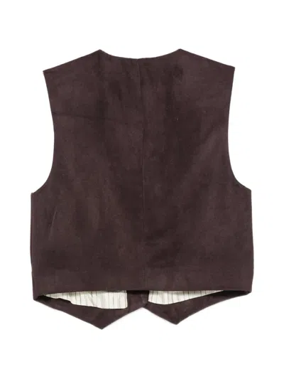 Alysi Suede-effect Button-up Waistcoat In Multi