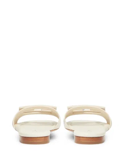 Fendi Wide-band Slide Sandals With Ff Baguette Motif In White