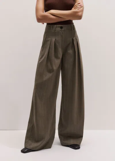 Me+em Wide Pleat Front Trouser Mole In Gray
