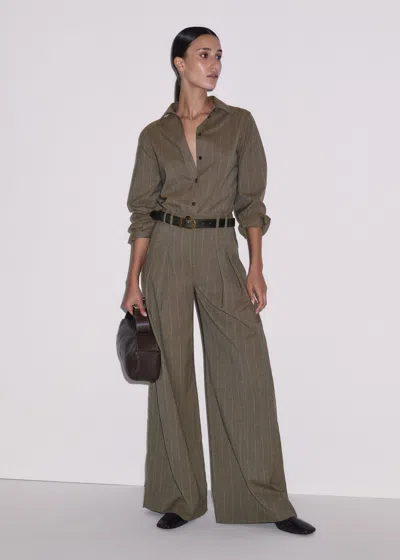 Me+em Wide Pleat Front Trouser Mole In Gray