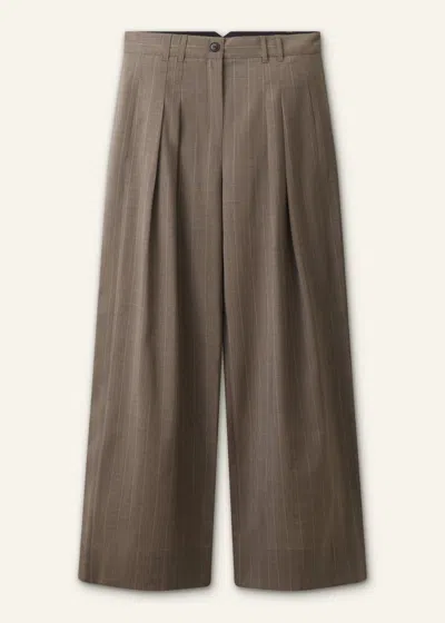 Me+em Wide Pleat Front Trouser Mole In Gray