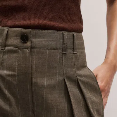 Me+em Wide Pleat Front Trouser Mole In Gray