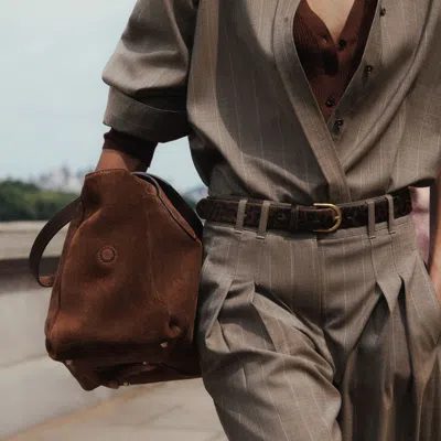 Me+em Wide Pleat Front Trouser Mole In Gray