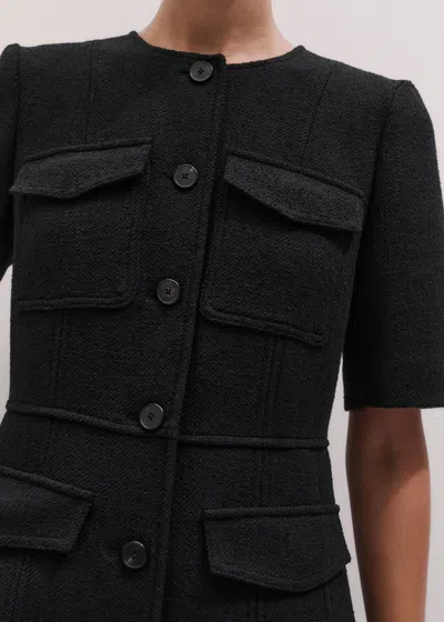 Me+em Button Front Maxi Shift Dress Black In Black
