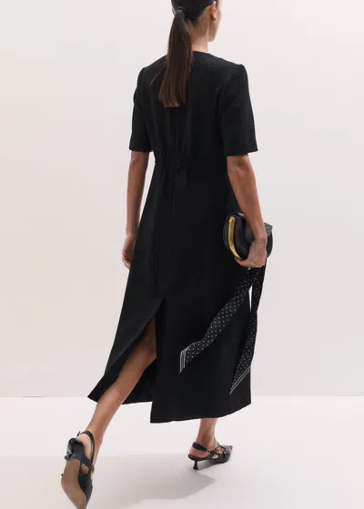 Me+em Button Front Maxi Shift Dress Black In Black