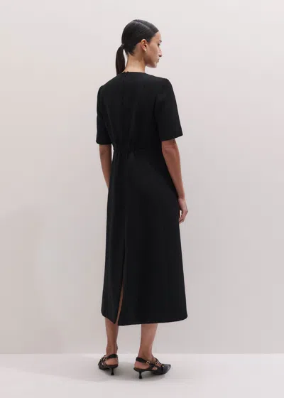 Me+em Button Front Maxi Shift Dress Black In Black