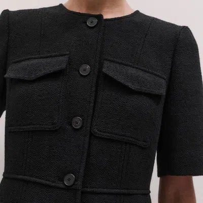 Me+em Button Front Maxi Shift Dress Black In Black