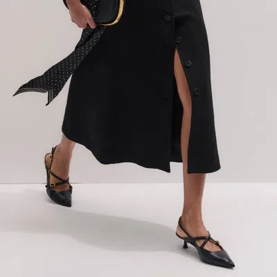 Me+em Button Front Maxi Shift Dress Black In Black