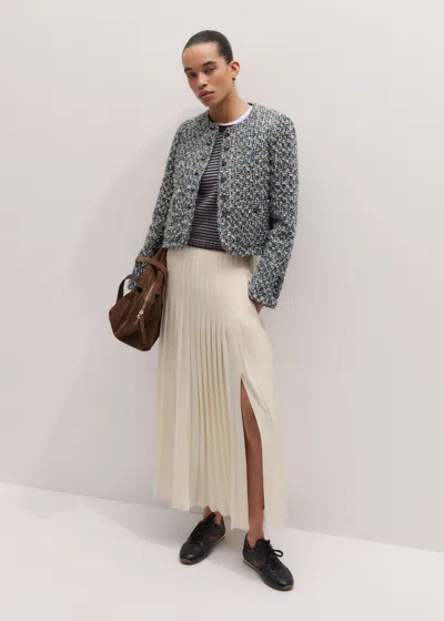 Me+em Boxy Crop Tweed Jacket Blue Multi In Blue