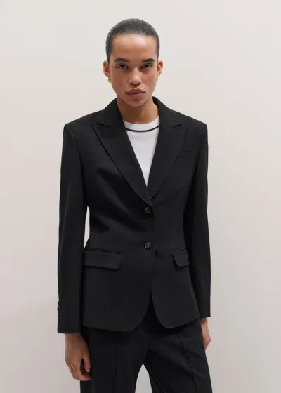 Me+em Contour Sharp Shoulder Blazer Black In Black