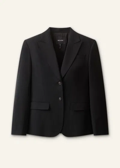 Me+em Contour Sharp Shoulder Blazer Black In Black