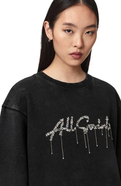 Allsaints Chains Pippa Embellished Sweatshirt In Black