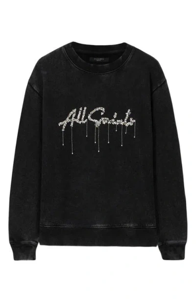 Allsaints Chains Pippa Embellished Sweatshirt In Black