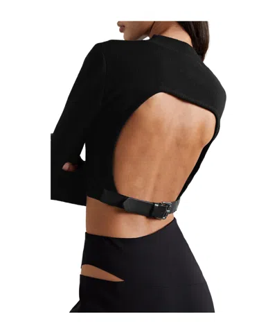 Monse Buckle-fastened Open Back Top In Black