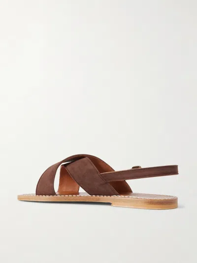 Kjacques Solid Suede Sandals In Brown
