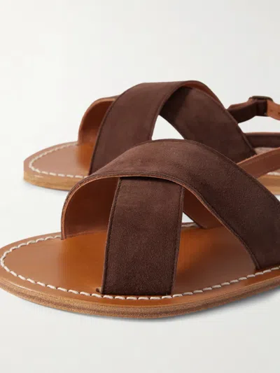Kjacques Solid Suede Sandals In Brown