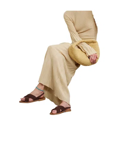 Kjacques Solid Suede Sandals In Brown