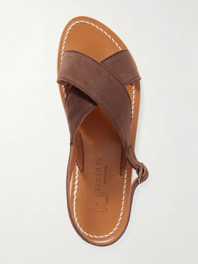 Kjacques Solid Suede Sandals In Brown
