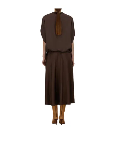 Herno Satin Tunic In Brown