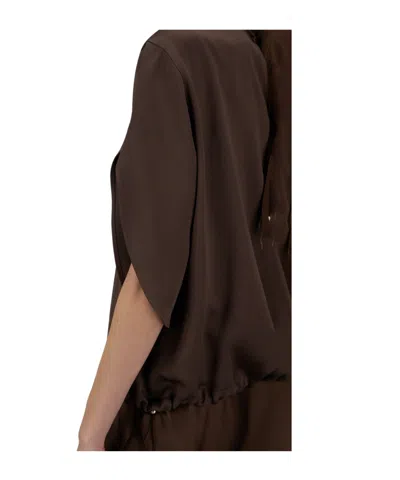 Herno Satin Tunic In Brown