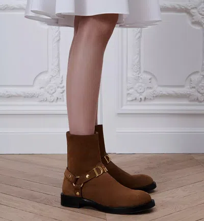 Dior Bolt Ankle Boot In Brown