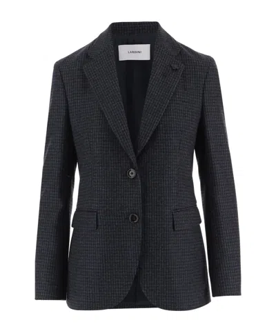Lardini Houndstooth-pattern Single-breasted Blazer In Black