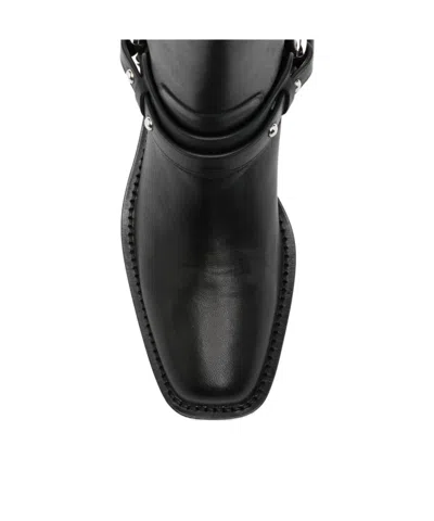 Rabanne Leather Buckle Snkle Boots In Black