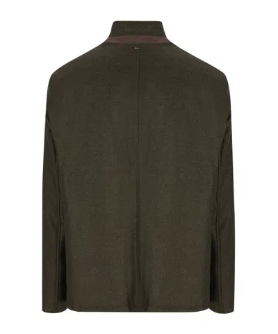 Herno Long-sleeve Button-front Casual Jacket In Green