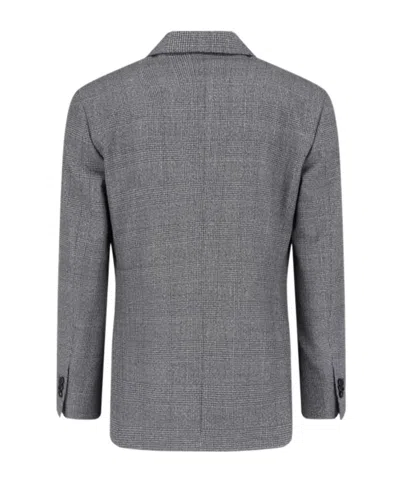 Lardini Grey Pied De Poule Double Breasted Blazer In Multi