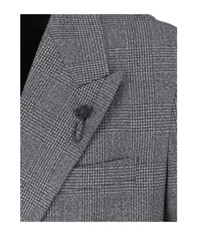 Lardini Grey Pied De Poule Double Breasted Blazer In Multi