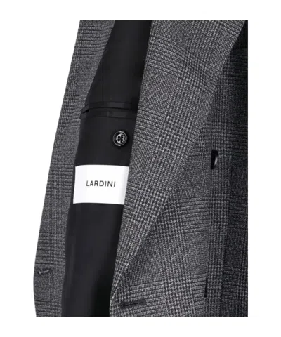 Lardini Grey Pied De Poule Double Breasted Blazer In Multi