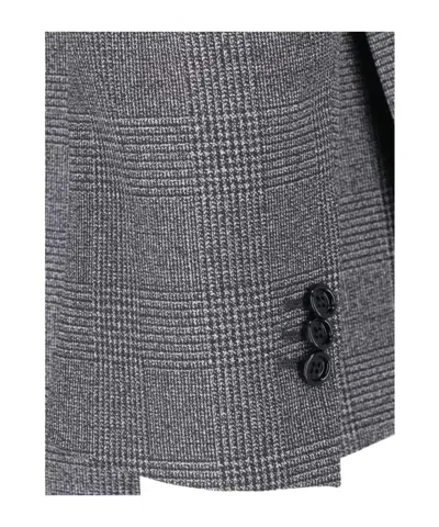 Lardini Grey Pied De Poule Double Breasted Blazer In Multi