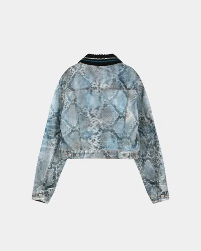 Andersson Bell Python Gradient Print Denim Jacket In Blue