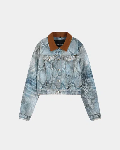 Andersson Bell Python Gradient Print Denim Jacket In Blue