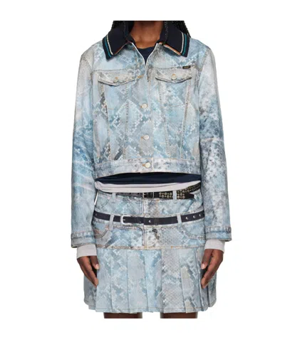 Andersson Bell Python Gradient Print Denim Jacket In Blue