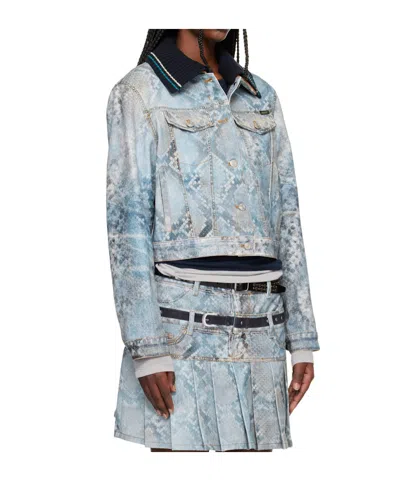Andersson Bell Python Gradient Print Denim Jacket In Blue