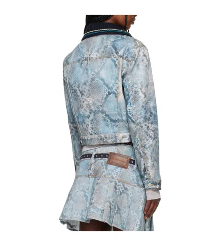 Andersson Bell Python Gradient Print Denim Jacket In Blue