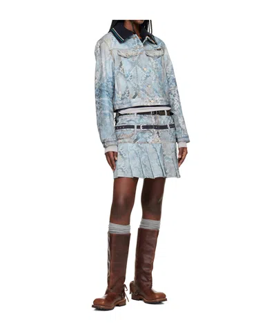 Andersson Bell Python Gradient Print Denim Jacket In Blue