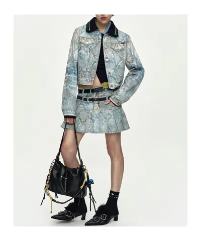 Andersson Bell Python Gradient Print Denim Jacket In Blue
