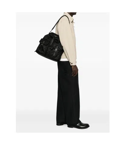 Prada Re-nylon Logo-plaque Backpack In Black