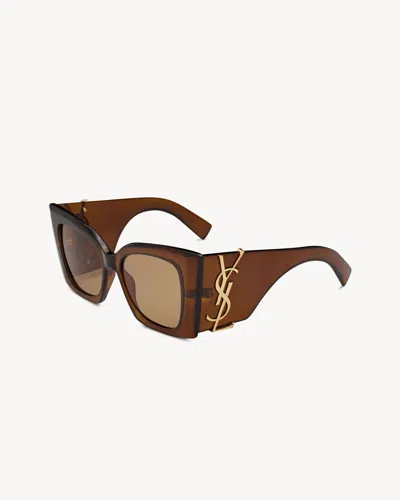 Saint Laurent Sl 572 Sunglasses With Geometrical Square Frames In Acetate And With Nylon Lenses In Brown