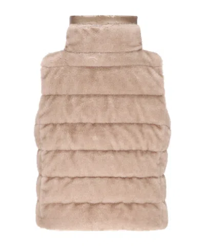 Herno Gilet Imbottito Pelliccia Sintetica In Neutral