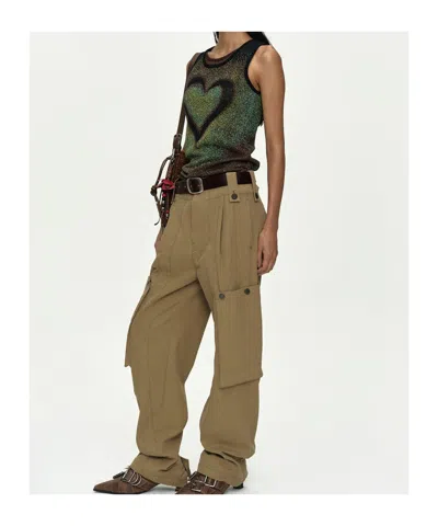 Andersson Bell Patchwork Cargo Pants In Beige