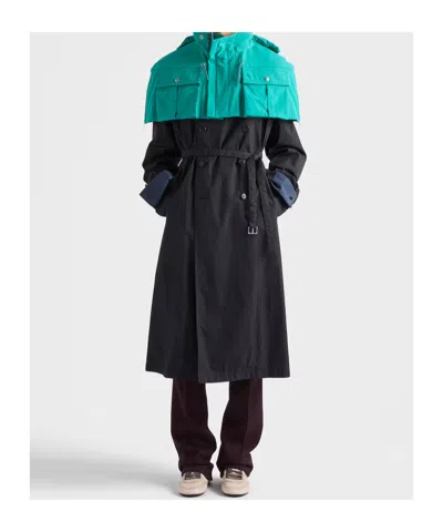 Prada Technical Fabric Capelet In Blue