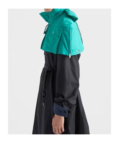 Prada Technical Fabric Capelet In Blue